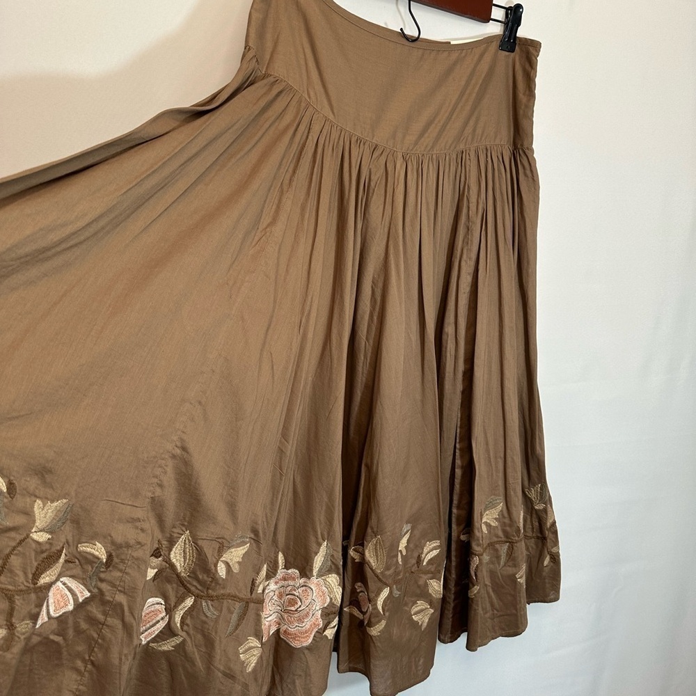 a.n.a A New Approach Skirt Womens Size 8 Embroidered 100% Cotton Tiered Lined